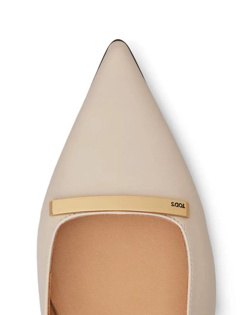 Tod's White Strap Bar Ballet Flats