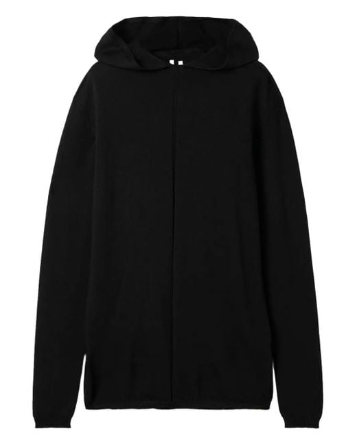Rick Owens Black Hooded Wool Sweater