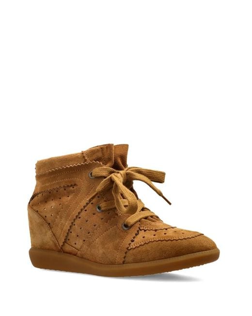 Isabel Marant Brown Perforated Wedge Ankle Boots