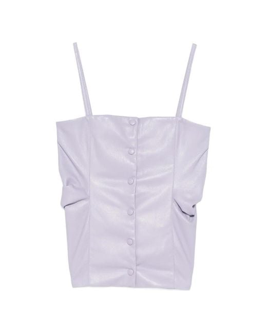 Erika Cavallini Semi Couture Purple Button Strap Blouse