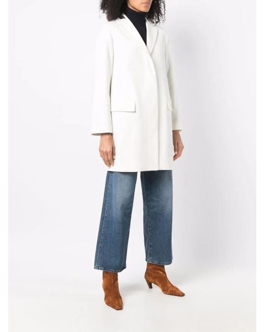 Alberto Biani White Buttoned Up Wool Coat