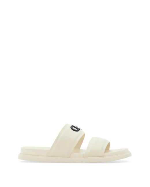 Ferragamo White Gancini Slides for men