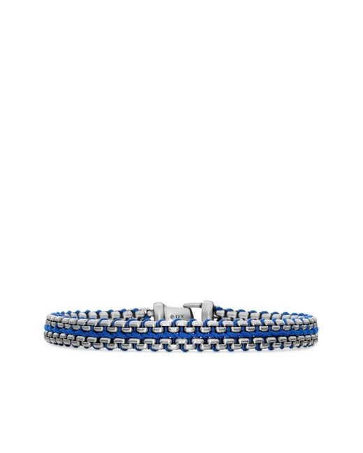 David Yurman Blue Sterling Woven Box Chain Bracelet (10Mm) for men