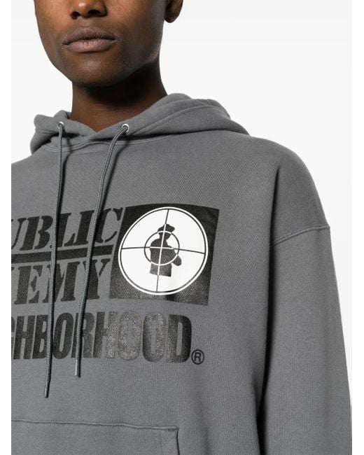Neighborhood Gray X Public Enemy Graphic-Print Hoodie for men