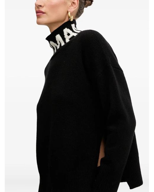 ERMANNO FIRENZE Black Logo-Neckline Turtleneck Sweater