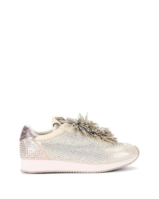Kurt Geiger White Fringed Embellished Sneakers