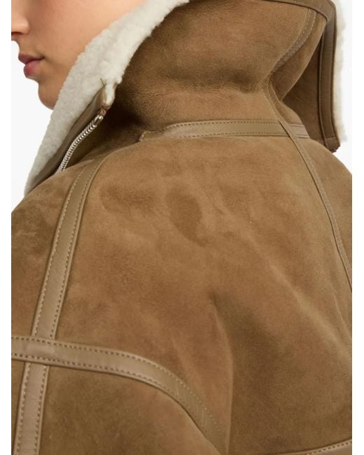 Yves Salomon Natural Shearling-Trimmed Suede Jacket