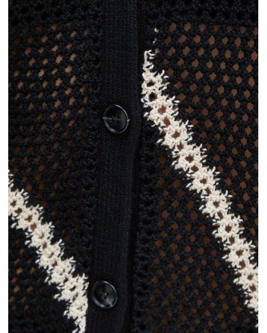 Samsøe & Samsøe Black Striped-Pattern Short-Sleeve Cardigan