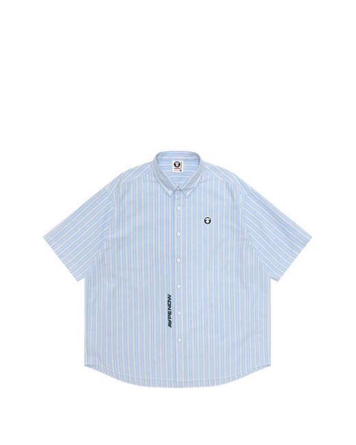 Aape By A Bathing Ape Blue Striped Logo Shirt for men