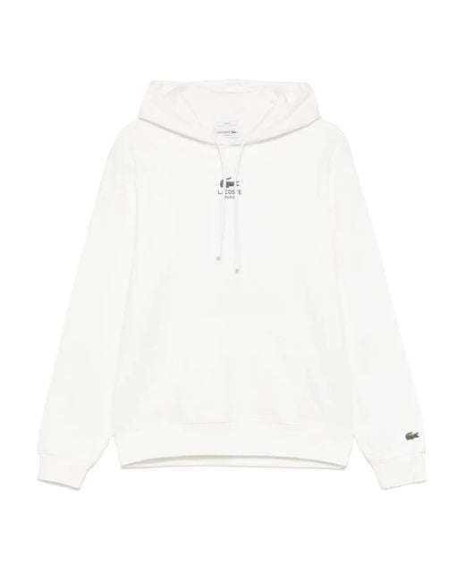 Lacoste White Cotton Fleece Hoodie