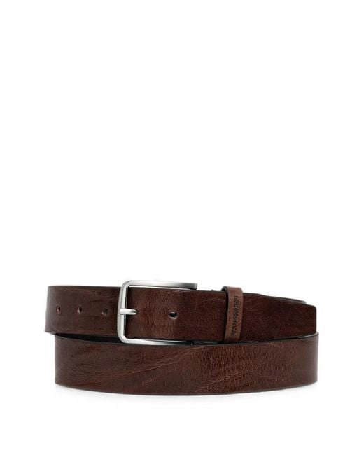 Trussardi Brown Logo-Engraved Buckle-Fastening Belt for men