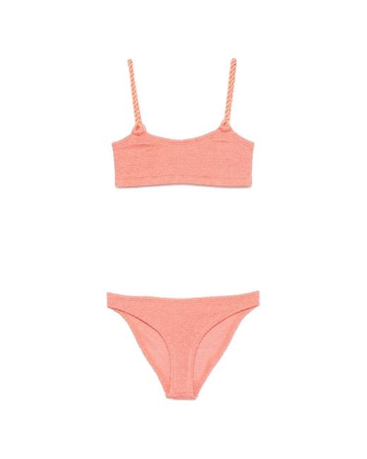 Hunza G Pink Phoebe Seersucker Bikini