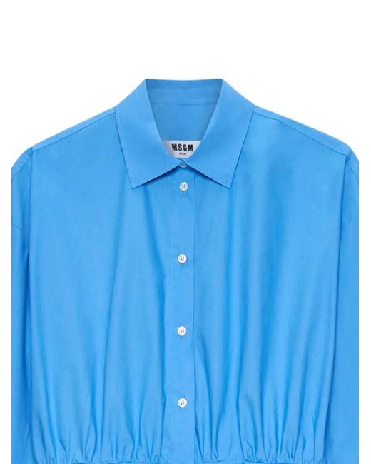 MSGM Blue Gathered Shirt