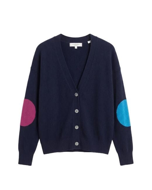 Chinti & Parker Blue Elbow-Patch Cardigan