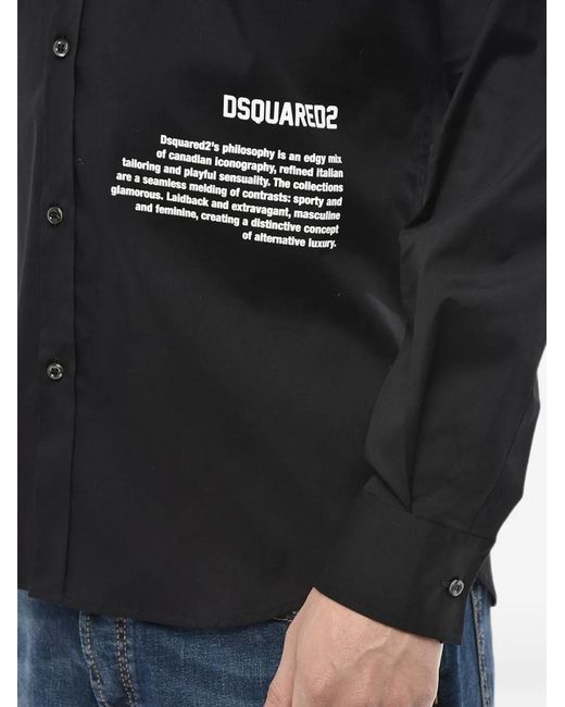 DSquared² Black Logo-Print Shirt for men