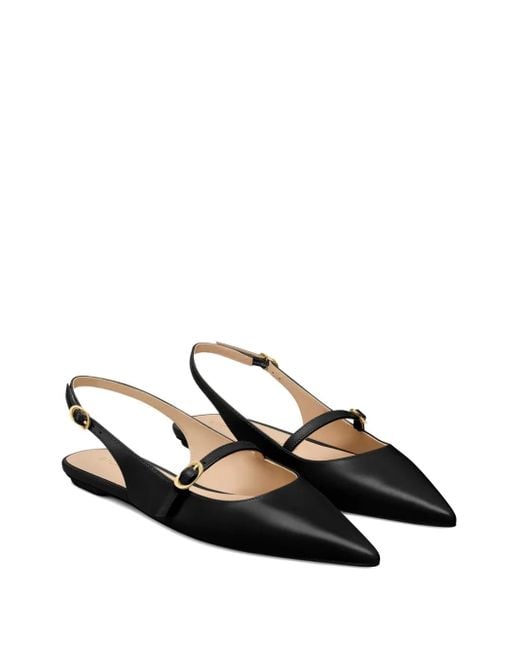 Stuart Weitzman Black Slingback Buckle Flats