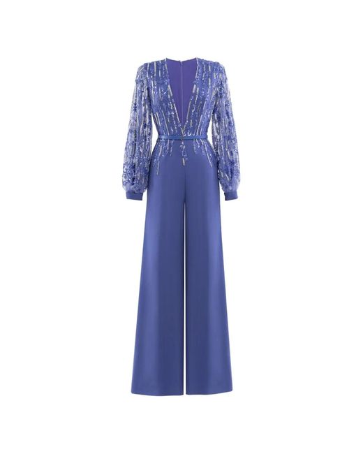 Saiid Kobeisy Blue Crepe Jumpsuit