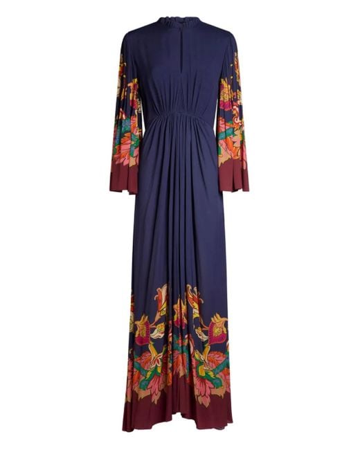 Etro Jurk Met Bloemenprint in het Blue