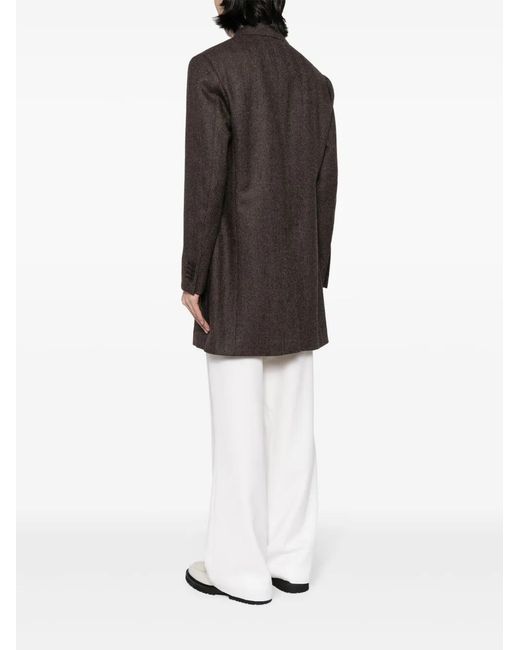 Luciano Barbera Gray Houndstooth-Pattern Wool Coat for men