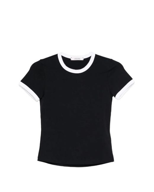 Dorothee Schumacher Black Scalloped-Trim T-Shirt