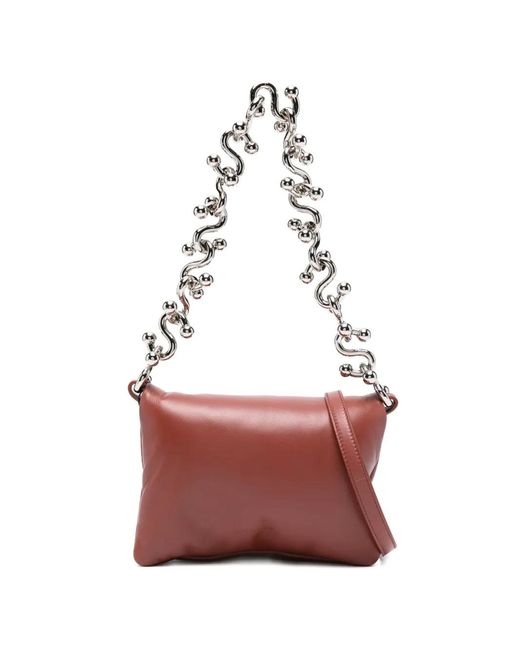 Sportmax Red Mini Soffy Chain-Strap Leather Shoulder Bag