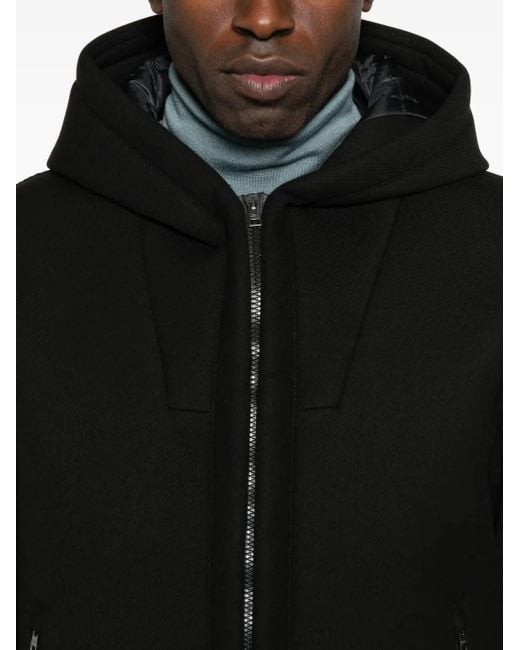 Herno Black Hooded Zip-Front Jacket for men