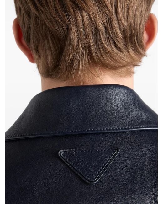 Prada Blue Nappa Leather Jacket for men