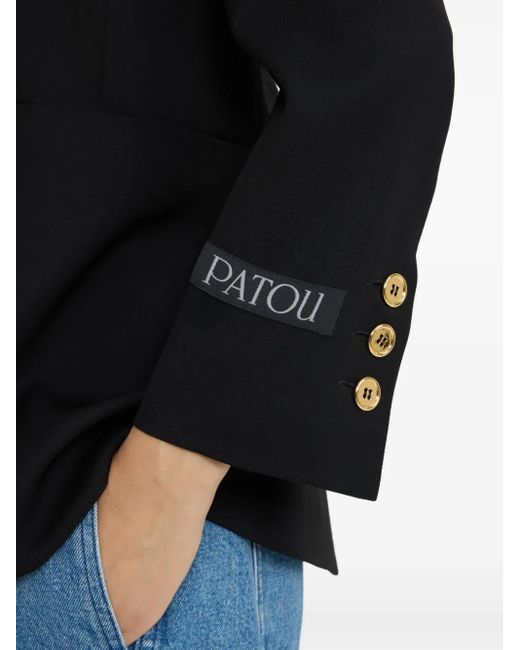 Patou Black Collarless Twill Jacket