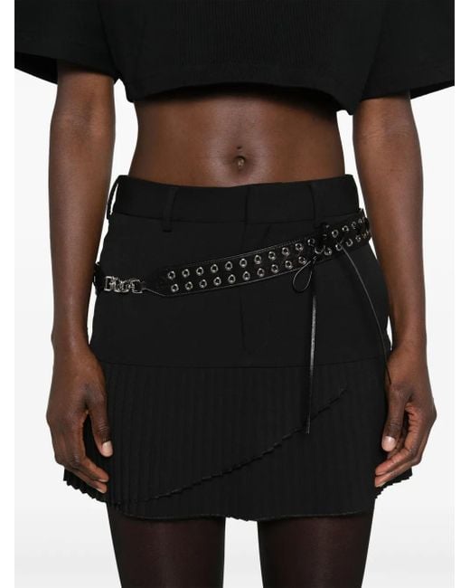 MM6 by Maison Margiela Black Pleated Twill Miniskirt