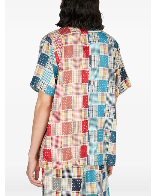 (DI)VISION Red Patchwork Short-Sleeve Shirt for men