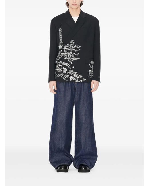 KENZO Black Single-Breasted Blazer for men
