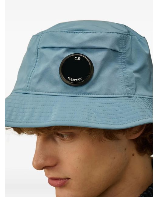 C P Company Blue Chrome-R Pocket-Lens Bucket Hat for men