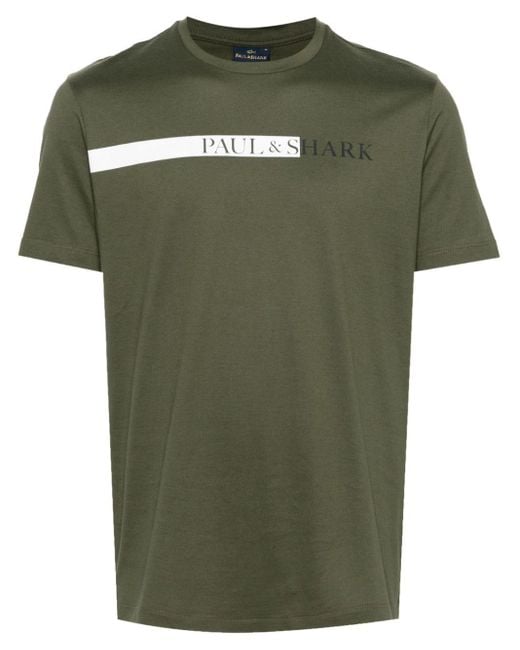 Camiseta con logo estampado Paul & Shark de hombre de color Green
