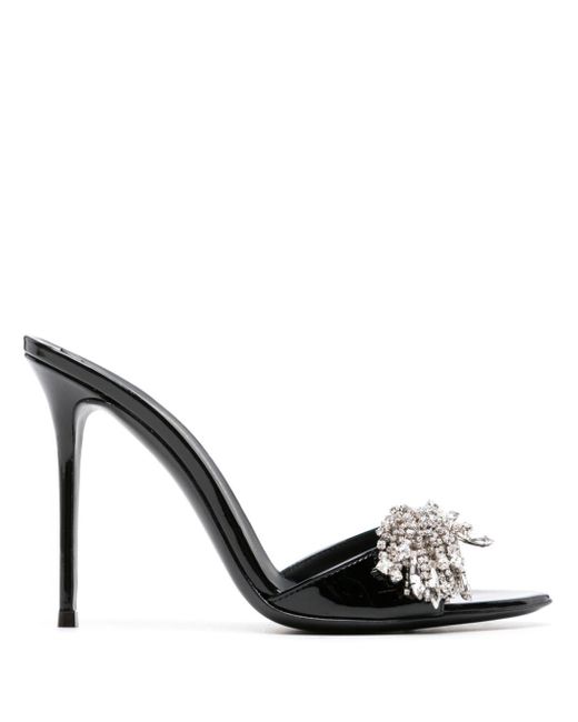 Giuseppe Zanotti Black Sabry Crystal-Appliqué Patent Mules