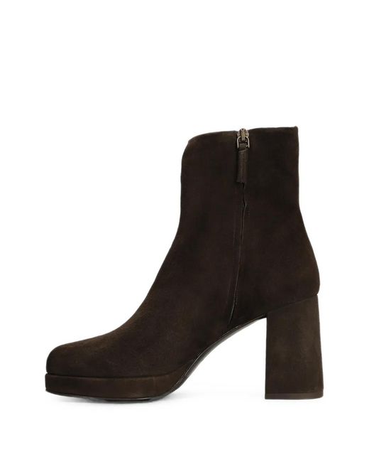 The Seller Black Suede Platform Ankle Boots