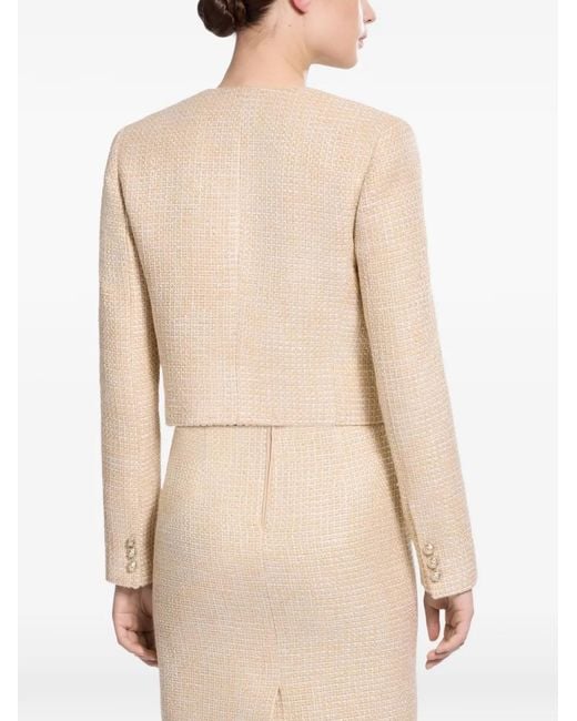 Elie Saab Natural Python-Print Tweed Jacket
