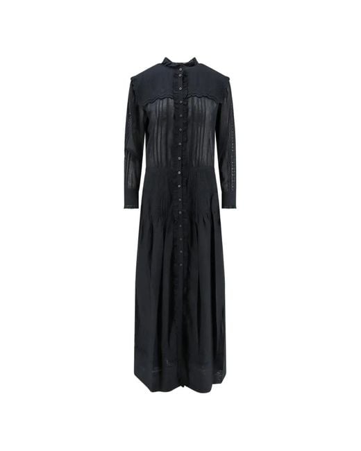 Isabel Marant Black Lonie Ruffled Broderie-Anglaise Maxi Dress