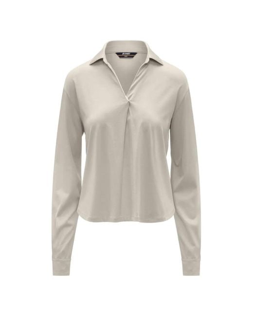 K-Way White Grenerie Twist-Detail Long-Sleeve Blouse
