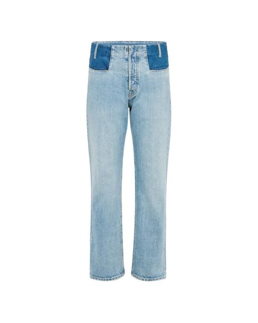Maison Margiela Blue Jean À Design Patchwork Et Détail De Quatre Coutures Blanches Signature for men