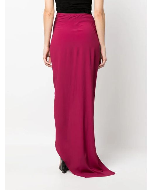 Rick Owens Red Long Skirt With Ruffles