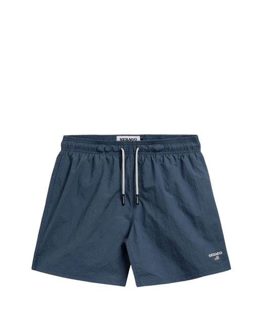 Sebago Blue Drawstring Logo-Print Swim Shorts for men