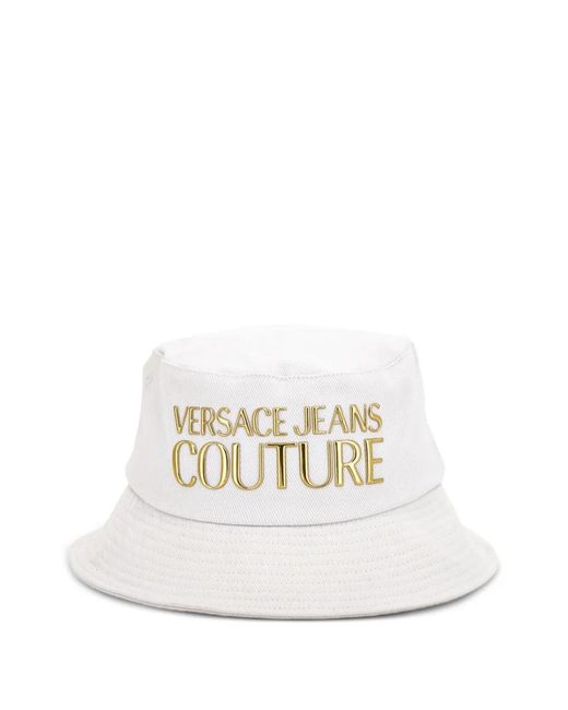 Versace Jeans Couture White Logo-Appliqué Bucket Hat for men