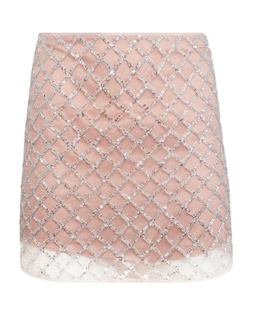 Fleur du Mal Pink Embellished Mini Skirt