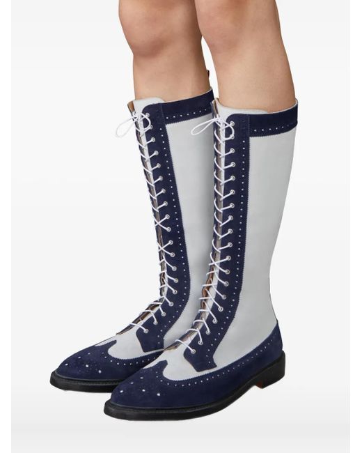 Thom Browne Blue Longwing Suede Knee-High Boots for men