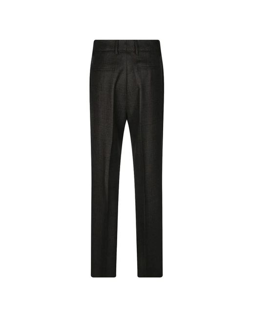 Berwich Black Check-Pattern Wool Tailored Pants