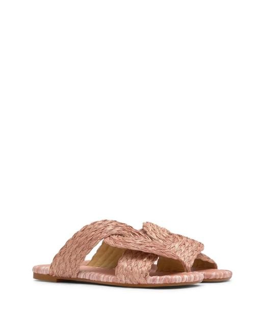 Castaner Pink Braided Crossover-Strap Flat Sandals