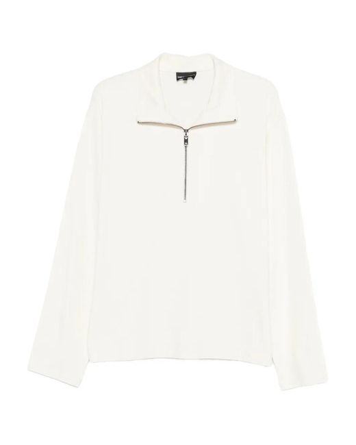 Emporio Armani メンズ ホワイト ジップカラーセーター