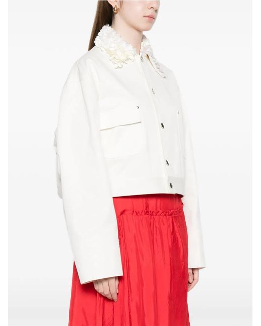 Plan C White Floral Collar Jacket