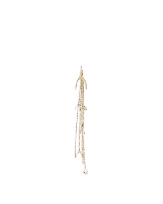 McQueen White Wishbone Crystal-Embellished Drop Earrings