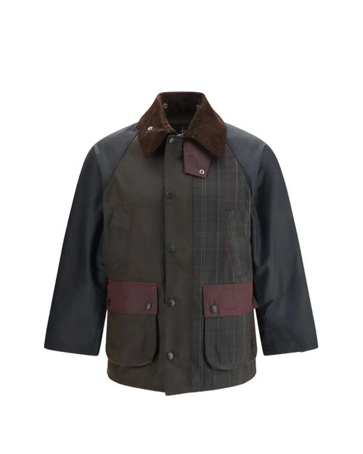 Barbour Gray Patchwork Oversized Bedale Waxed Jacket for men